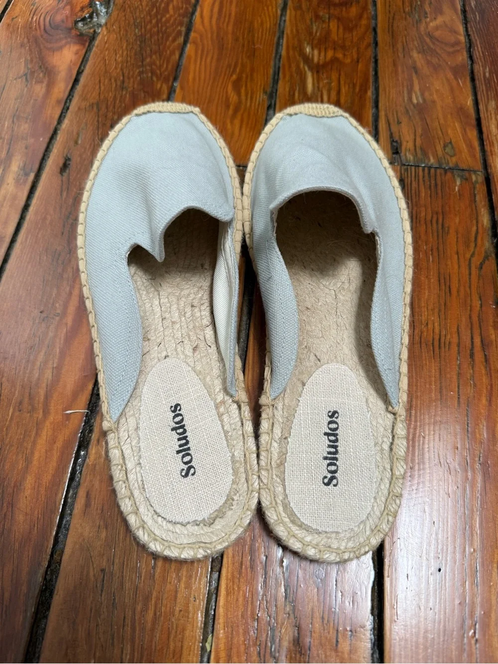 Soludos Women's Slip-On Espadrille Mules in Light Gray Size 41